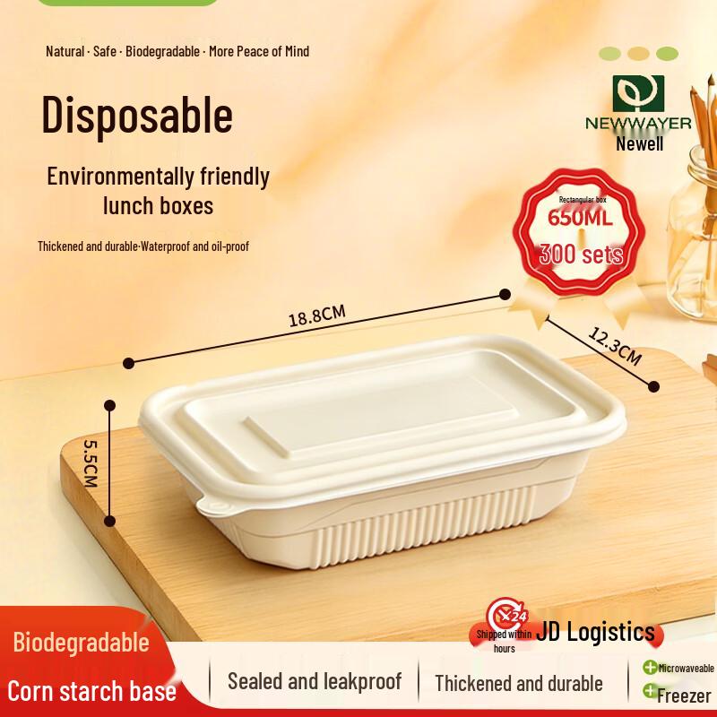650ml Biodegradable Rectangular Food Container