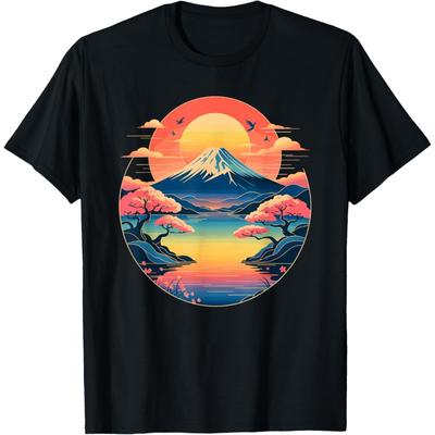 Geometrische Kunst Japan Berg Fuji Japanse Sneeuwberg T-Shirt