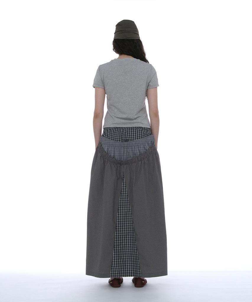 Partimento Woman Multi-Layered Maxi Skirt_Navy Check