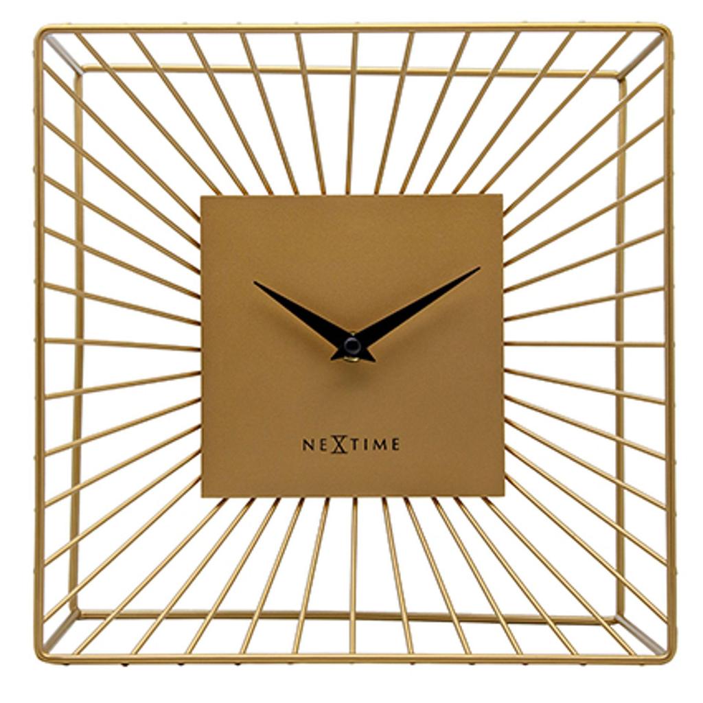 Nextime Vasco Metal Table or Wall Clock Gold - 25cm x 25cm x 12cm