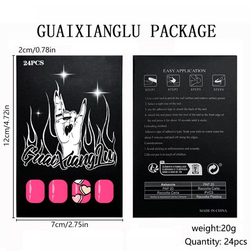 24Pcs Fashionable Press On Nail with Artistic Detail Quick Wear False Nail Modern Women Multiple Occasions