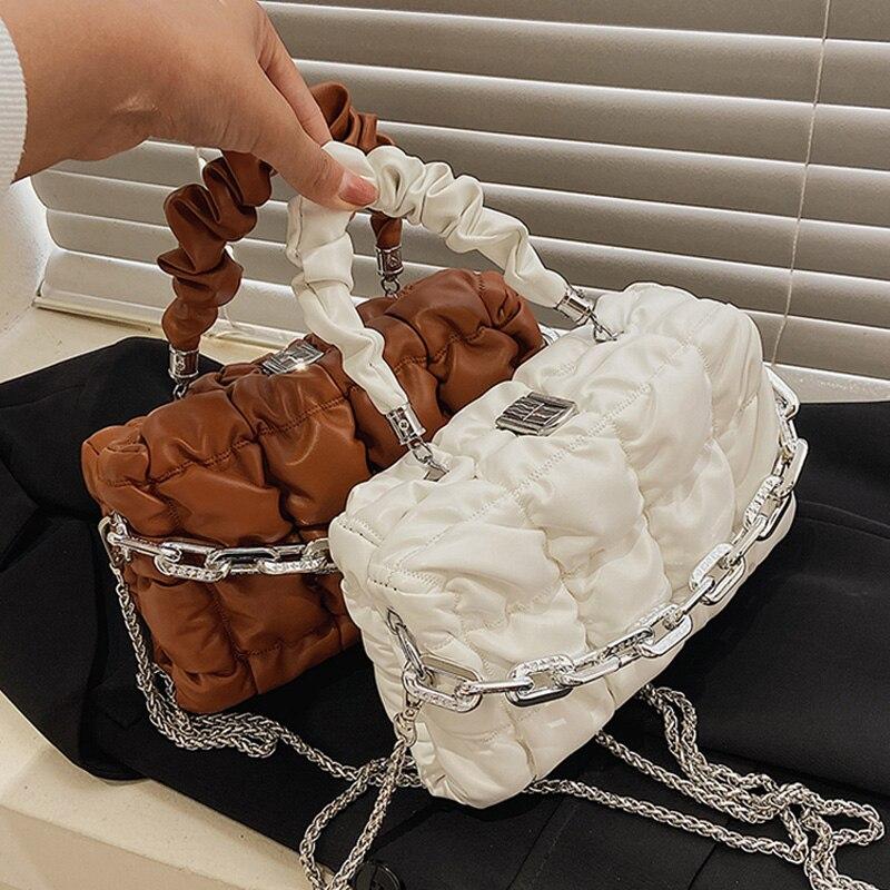 Cheap Luxury Designer Lady Chain Handbags 2021 Hit Winter Pleated