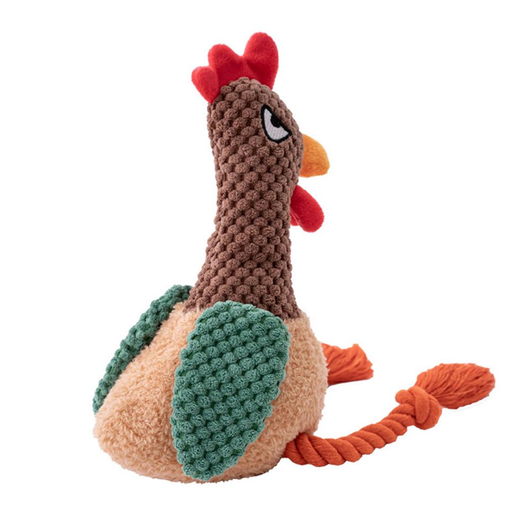 Squeaky Plush Rooster Dog Chewing Rope Toy With Soft Cotton Soothing Teething Toy For Indoor Outdoor Pet Entertainment