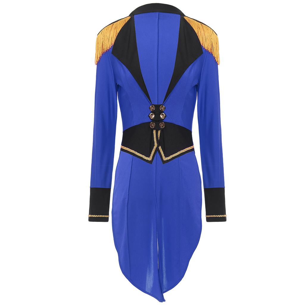 Womens Circus Ringmaster Tailcoat Double Breasted Deep V Neck Halloween Cosplay Jacket