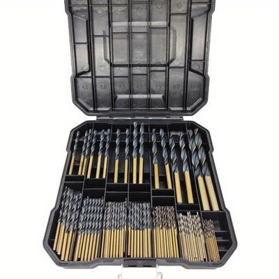 Drill Bit Set Premium HSS Black Gold Coated Twist Drill Bits 99Pcs
