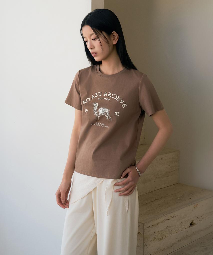 Siyajyu Sitp5191 Archive Houndstooth Print Short Sleeve T-Shirt_Brown