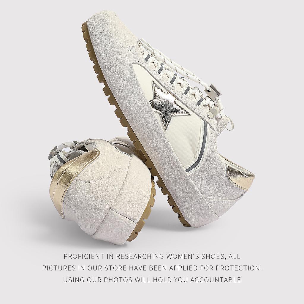 Retro Old Star Shoes Women'S Spring Platform Heightening Leather Casual Sports Shoes Board Shoes