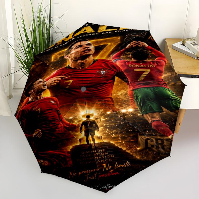 Cristiano Ronaldo Real Madrid Outdoor Automatic Umbrella Compact 8-Rib Design Durable Plastic & Iron for Outdoor Daily Use Fashion Lovers