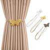 2PCS Magnetic Curtain Tiebacks, Butterfly Shape Metal Curtain Ties, Anti-Oxidation Easy Disassembly Curtain Holdback for Home Decor