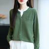 Cárdigan de punto de lana para mujer, cuello redondo, botones, estilo coreano, Otoño 2026