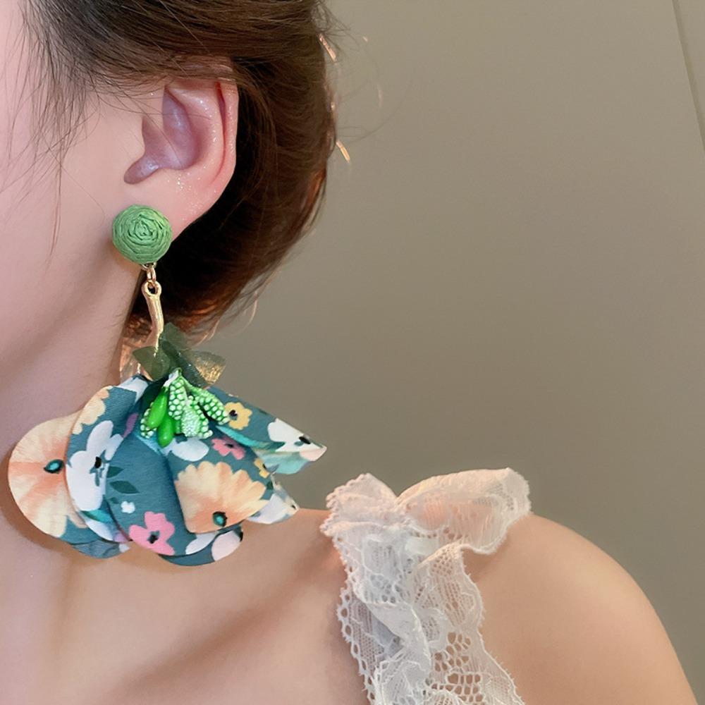 Sweet Flower Dangle Earrings Exaggerated Petals Stud Earrings Romantic Beach Earrings Vacation