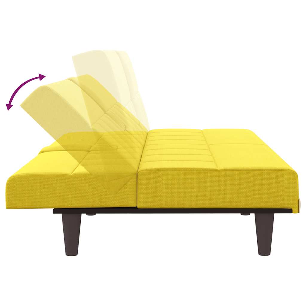 Yellow Beige Sofa Bed with Drink Holders