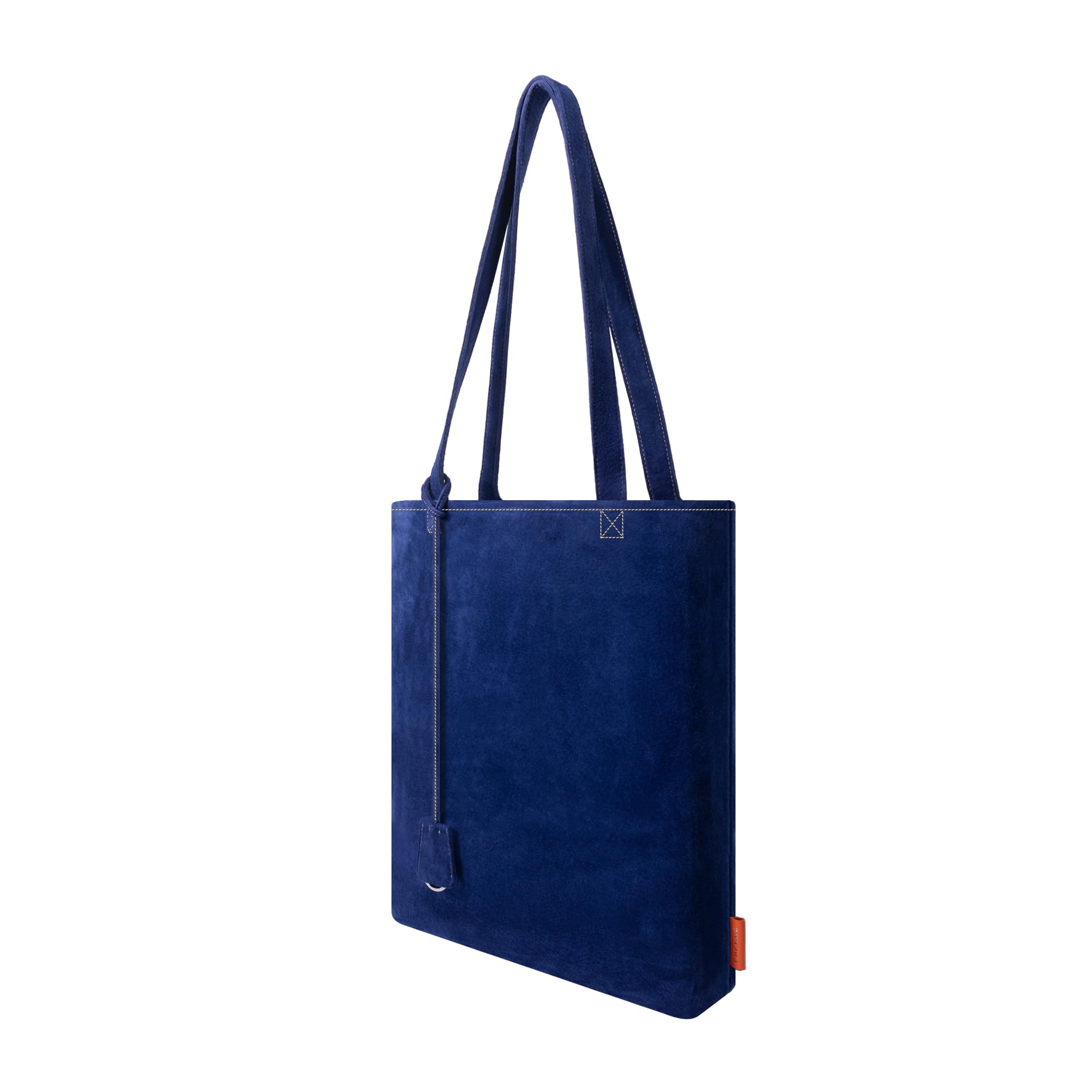 

Cogre Tote Bag Genuine Leather Suede Leather Shoulder Handbag A4 Size Bottle Holder Strap Lightweight Stylish Popular Brand Bag Gift Suede Brush синій