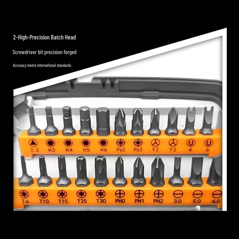 38-in-1 Semi-Automatic Ratchet Screwdriver Set with Phillips, Cross, Triangle & Irregular Bits