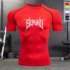 Fitness Shirt Men Breathable Summer Sports Fashion Printed Round Neck Short-sleeved Training Bodybuilding Workout T-shirt S-3XL