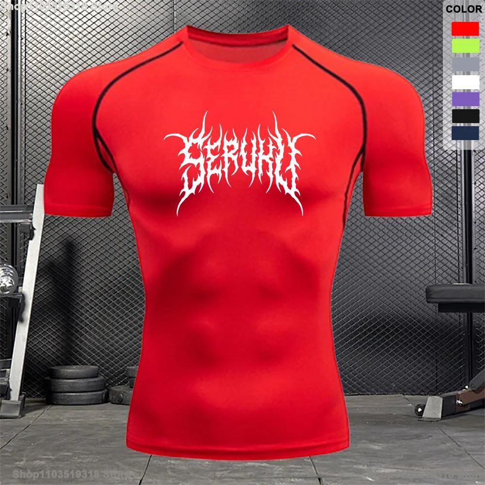 Fitness Shirt Men Breathable Summer Sports Fashion Printed Round Neck Short-sleeved Training Bodybuilding Workout T-shirt S-3XL