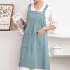 Minimalist Style Dirt-Proof Cross Back Smock Cotton Linen Apron with Wide Shoulder Straps Washed Cotton Household Apron Kitchen