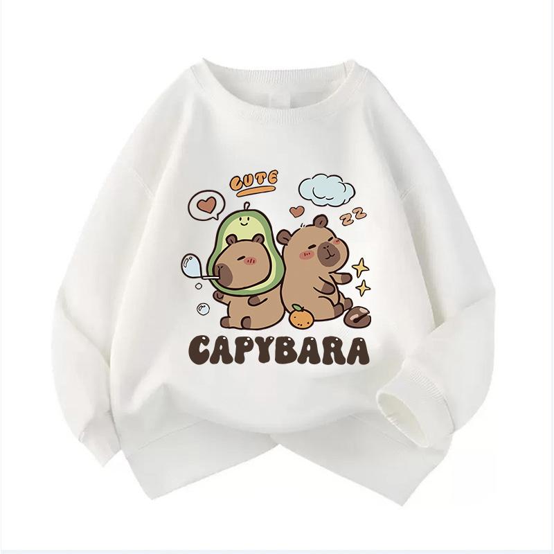 90s Y2k Unisex Crew Neck Kid Hoodie Capybara Hoodies Manga Kids Children's Sweatshirt Cute Capibara Hoody for Boys Girls