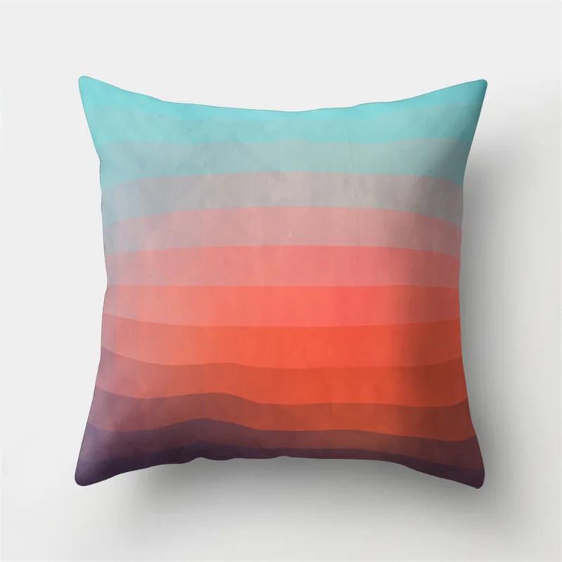 45x45cm Rainbow Geometric Sunset Pillow Cover Abstract Patchwork Stripe Cushion  Sofa Office   Home Decor