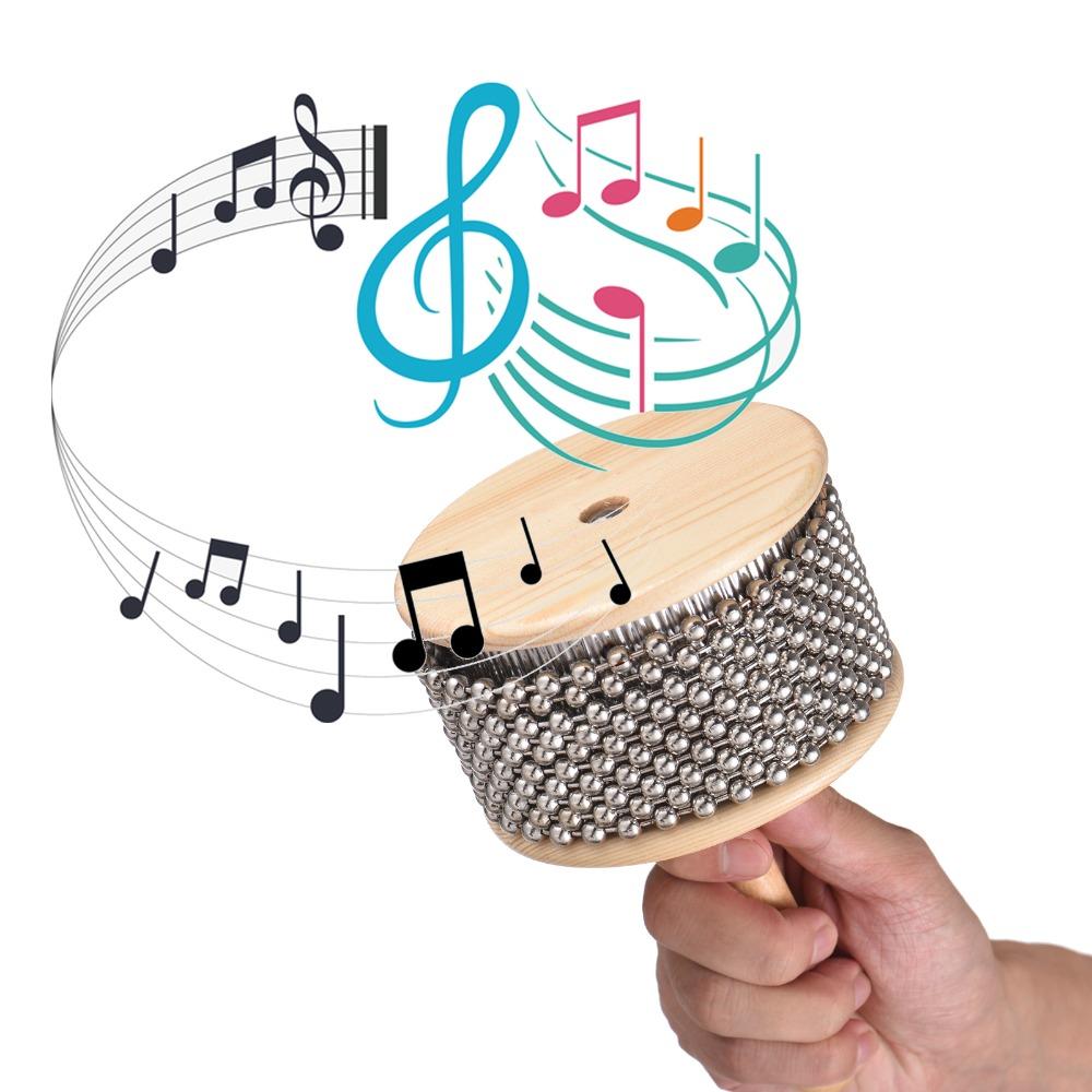 Cylinder Design Wooden Cabasa Metal + Wood Latin Percussion Instrument For Cabasa