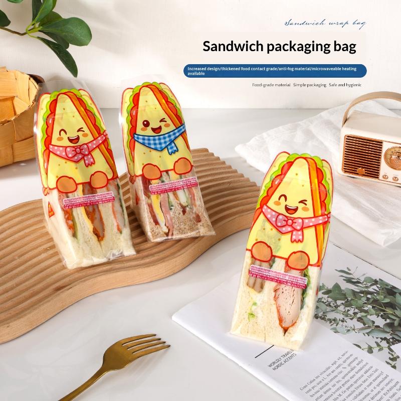 Triangular Sandwich Packaging Paper Leak-Proof Clear Bags 20/100 PCS for Morning Breakfast Sandwich Toast Wrapping