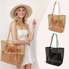 Women's Large Capacity Beach Tote Bag - Durable Polyester Woven Shoulder Bag with Open Top for Travel, Shopping