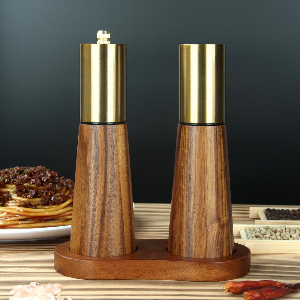 Wooden Pepper Mill & Salt Shaker with Ceramic Core - Versatile Grinder for Peppercorns, Sea Salt, & Seasoning