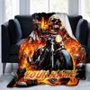 1PC Custom Name Biker Spirit: Fire Wings flannel blanket versatile,all-season throw suitable for the living room,bedroom,camping,travel,and gift