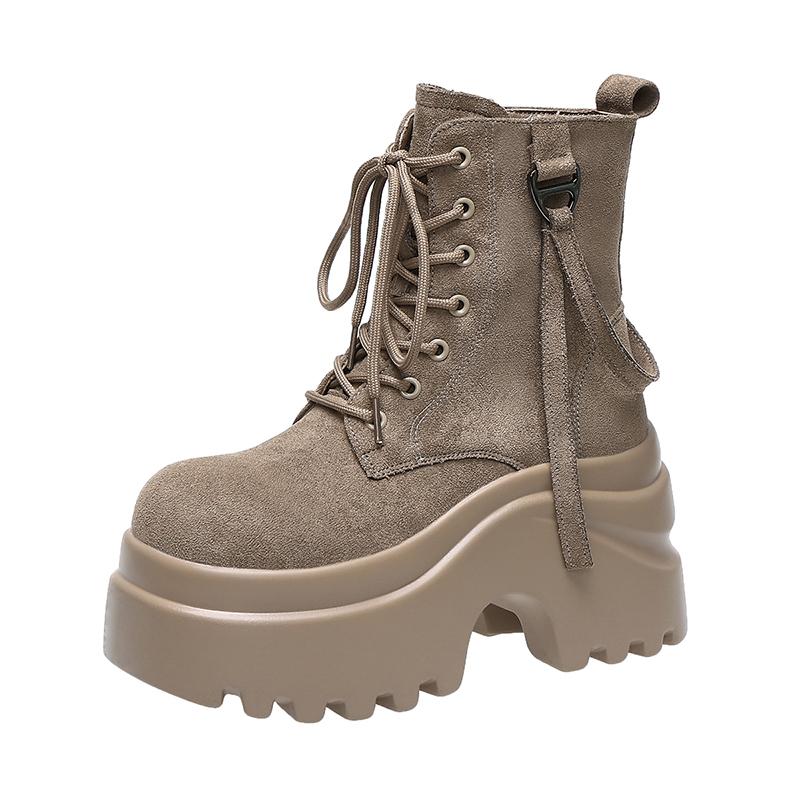 Fashion Ankle Boots For Women New 2025 Winter Motorcycle Boots 9CM Wedge Heels High Platform Shoes Woman Autumn Thick Sole Punk Boots