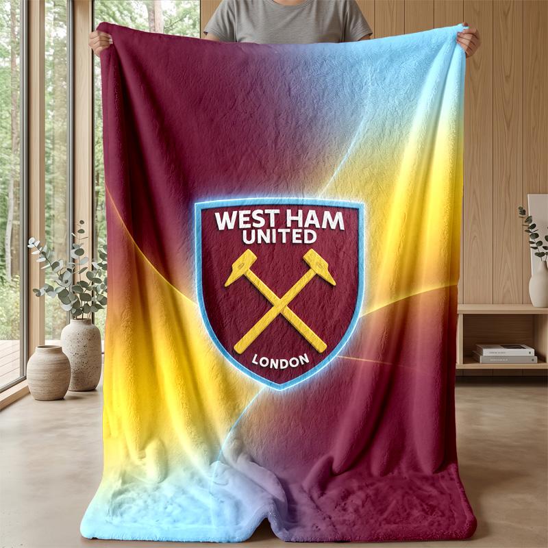 West Ham United Fußball-Print Flanelldecke, Weiche Warme Leichte Überwurfdecke für Sofa Bett Camping