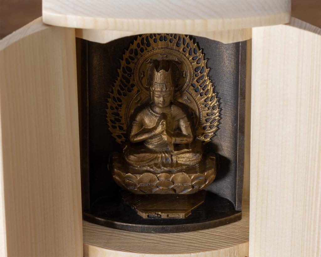 Zeku Vairocana Buddha Statue in a Shrine Gold Prayer at Kongo Mount Koya Charm of the Zodiac for those born in the Years of Sheep and Monkey (Antique