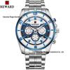REWARD Men's Multifunction Six-Hand Quartz Watch, Steel Band, Sports Casual, Waterproof, Model 63078M