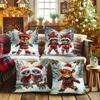 Christmas Pillowcases: Adorable Animal Skaters for Festive Home Decor sofas, bedroom pillow covers, holiday gifts