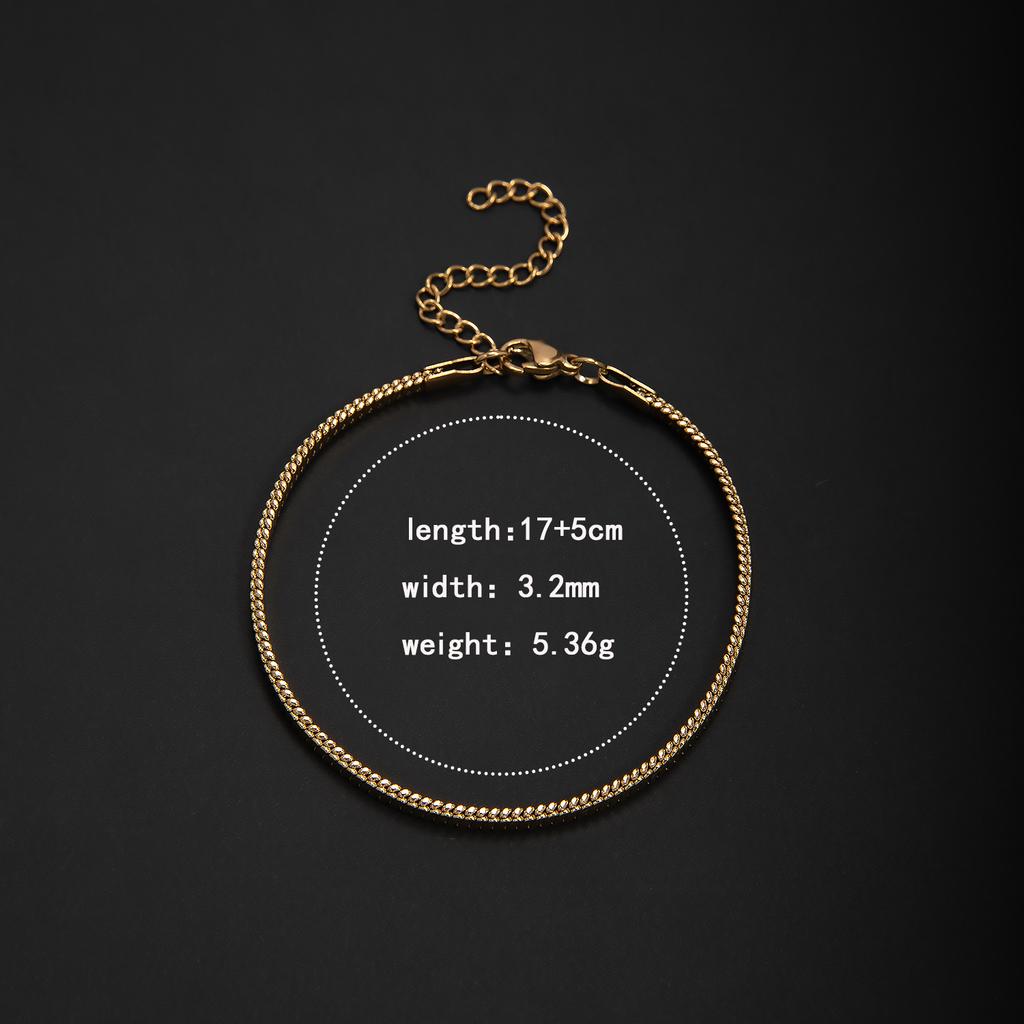 New European and American Stainless Steel Flat Snake Bracelet, Light Luxury Minimalist, Stackable Basic Accessory Chain