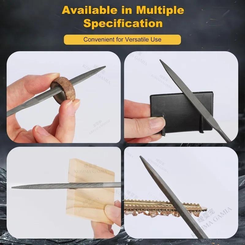 Premium Needle File Set High-Carbon Steel with Non-Slip Ergonomic Handles for Precise Filing On Wood Plastic Model Solid