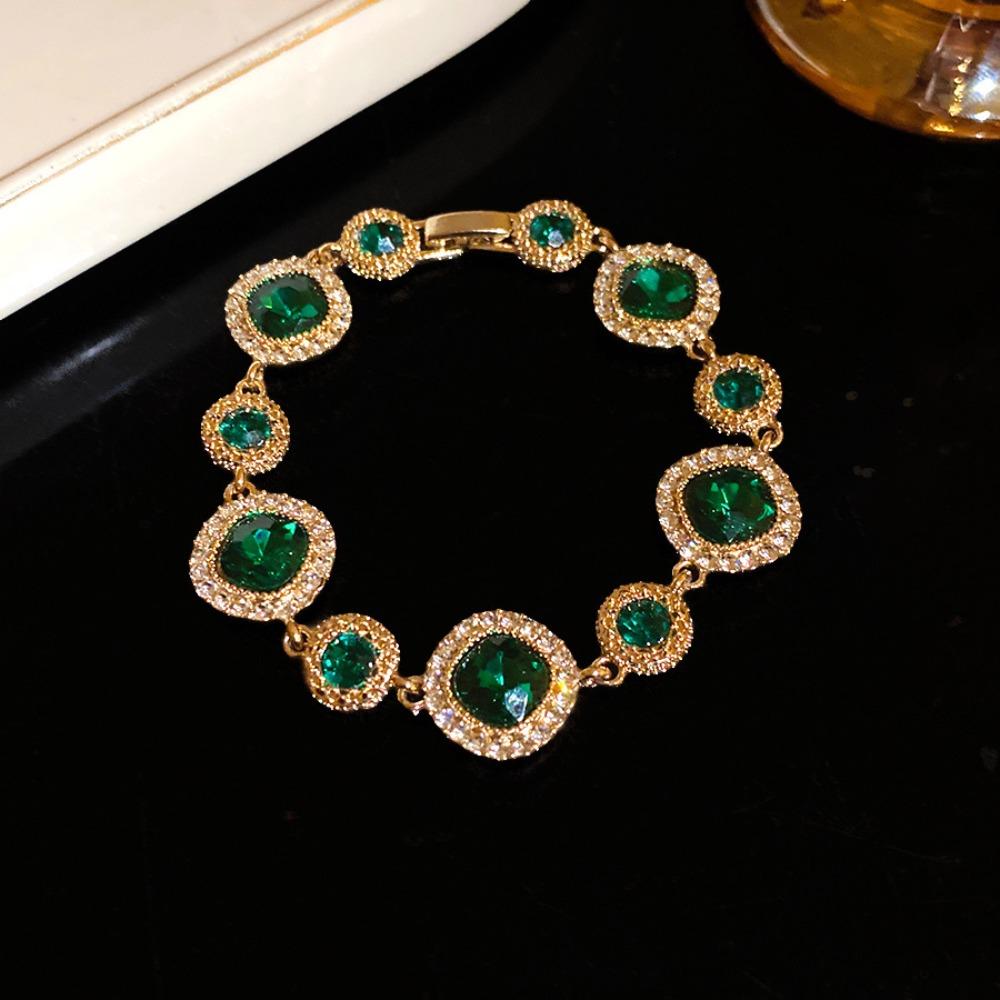 Glänzendes Vintage Strassarmband Gold Geometrischer Armreif Mode Zirkonarmband Partyschmuck