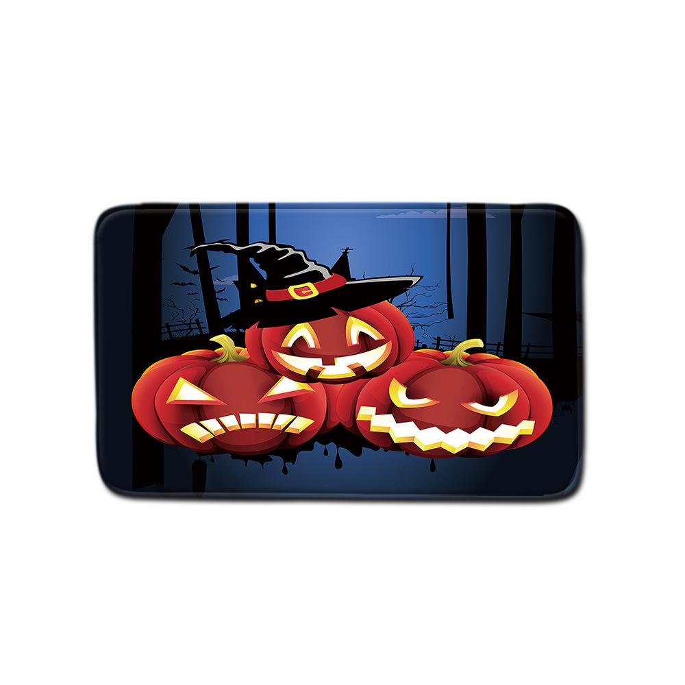 Halloween Duschvorhang Bodenmatte Kombination Vierteilige Haushalts-Fußmatte Schlafzimmer Rutschfester Teppich