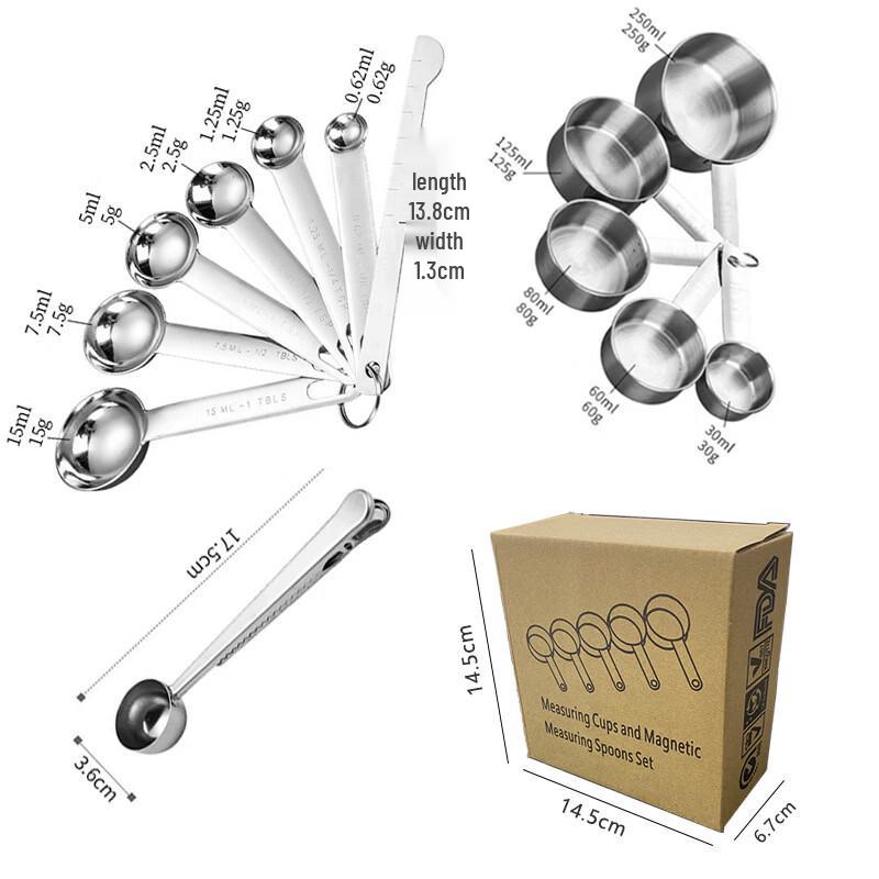 Yicang Stainless Steel Measuring Spoon & Cup Set with Coffee Clip