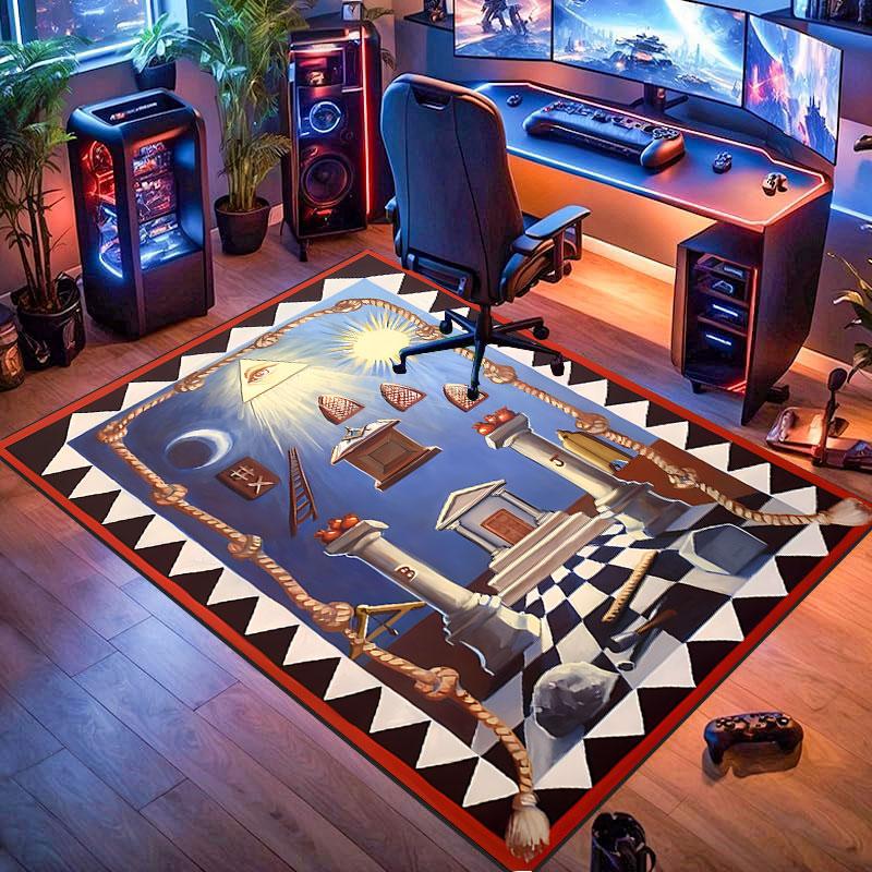 Freemason symbol rug, suitable for living room, bedroom, game room, computer room and home décor.