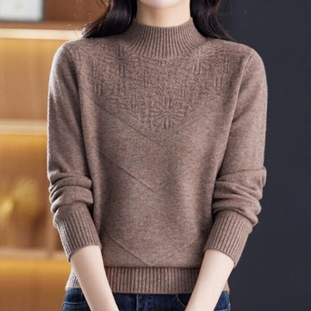 Navava Unisex Vintage Daily Solid Turtleneck Long Sleeve Knit Sweater Nk3544