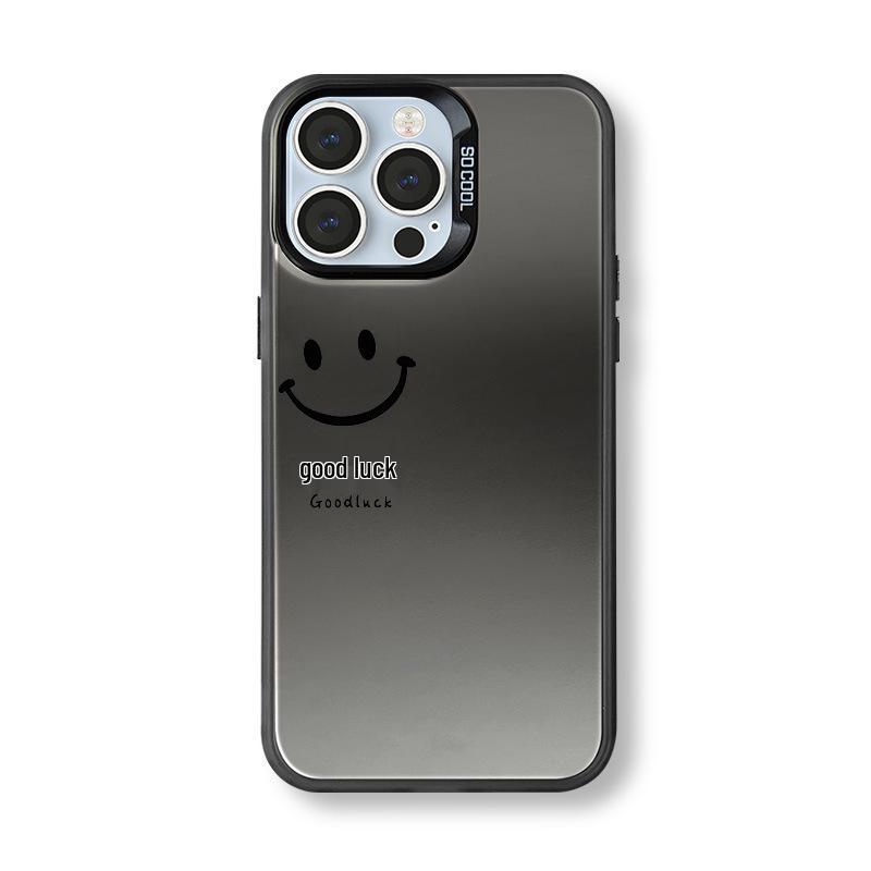 Good Luck Smiling Face Silver Phone Case for Apple iPhone 17/16/15/14/13/12 Pro Max