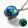 Earth Moon Planet Glass Ball Noctilucent Pendant Necklace Double-sided Luminescent Galaxy Nebula Cosmic Choker Jewelry for Women
