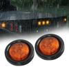 Universal 2Pcs 2" 4 LED Round Amber Light Truck Trailer Side Marker Lamp Clearance Grommet Kit Fit for All 12-24V Vehicle