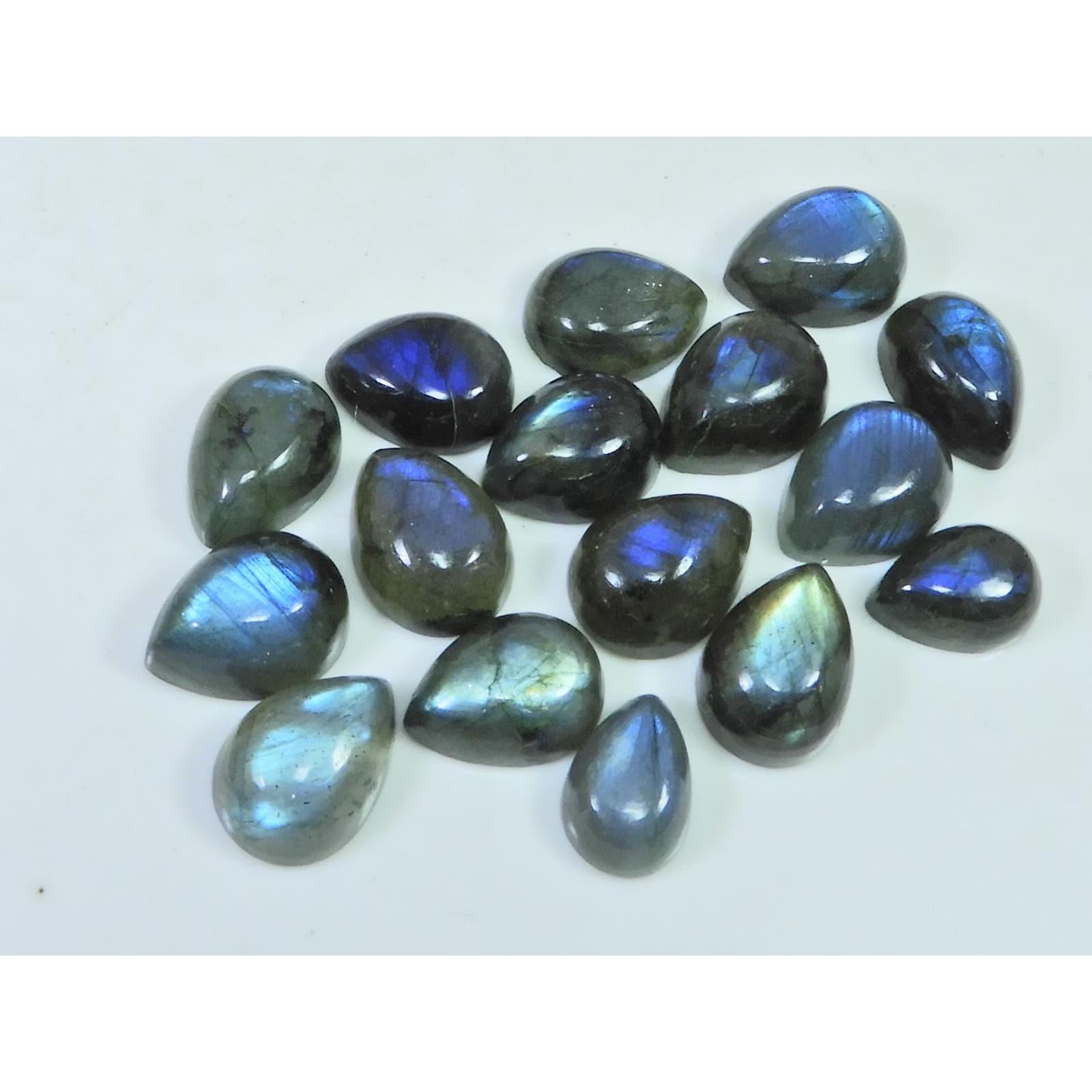 10X13MM Natural Labradorite Blue Fire Pear Cabochon Loose Gemstone 16Pcs Lot C-1099