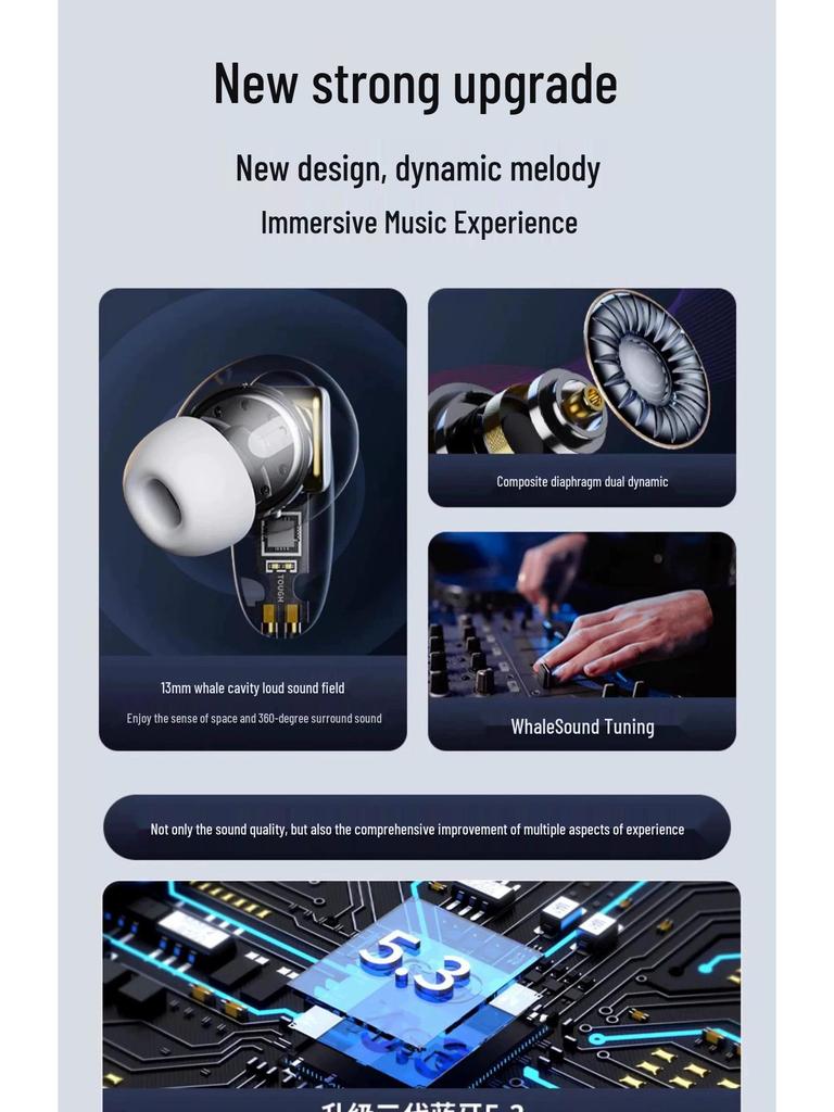 2024 Kabelloses Bluetooth In-Ear-Headset: Geräuschunterdrückung, Sportfreundlich, Lange Akkulaufzeit, Kompatibel mit Apple, Huawei, Xiaomi
