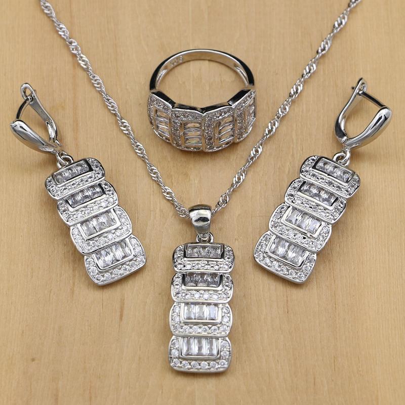Silver Color Bridal Jewelry Cubic Zirconia Beads Jewelry Sets For Women Wedding Accessories