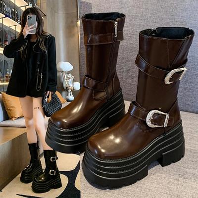Fashion High Quality Women's Boots 2024 New Waterproof Non-slip Platform Female Footwear Fashion Versatile High-heeled Mid-calf Boots
