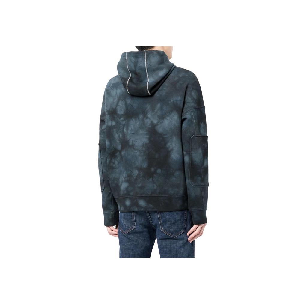 Emporio Armani SS23 Tie-Dye Drawstring Hoodie Men hoodies Blue 3L1MFU-1JHSZ-F640