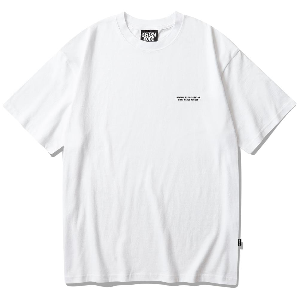 Seupeullaesikodeu White Short Sleeve T-Shirt - Raptor (Beware Of The Raptor)