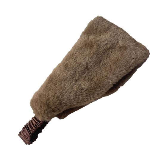 Faux Fur Lined Winter Headband Solid Color Ear Warmer with Elastic Telescopic Straps Earmuff Headscarf